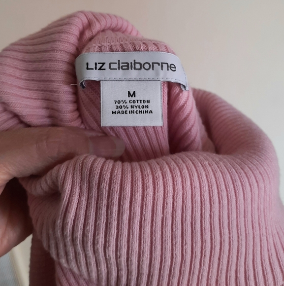 Liz Claiborne Pink Ribbed Turtleneck Sweater Sweet Feminine - Picture 6 of 6